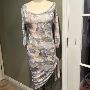 Rachel Pally print Knit Side Tie 3/4 Sleeve Dress